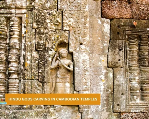 Hindu gods carving in Cambodian temples