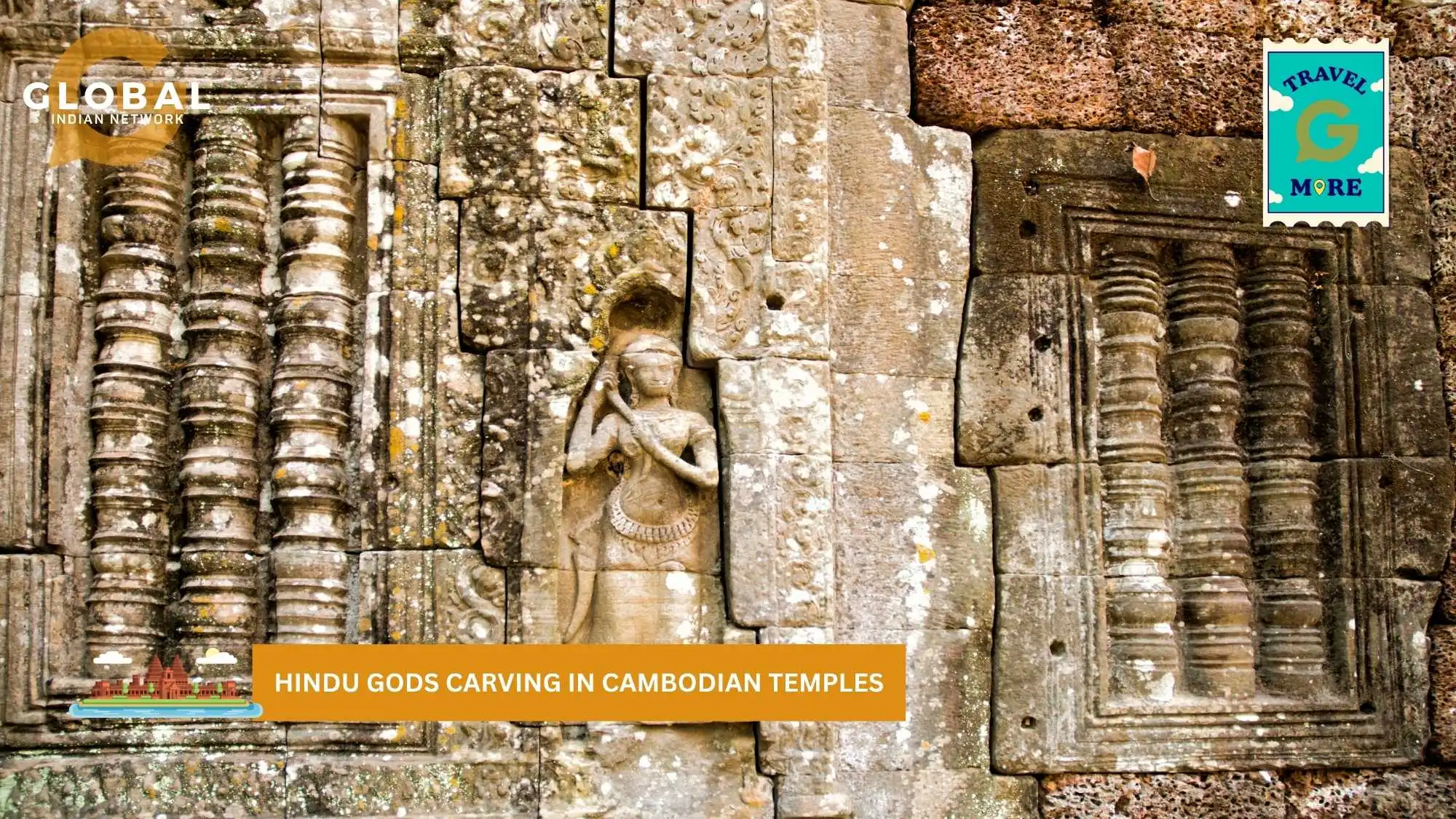Hindu gods carving in Cambodian temples