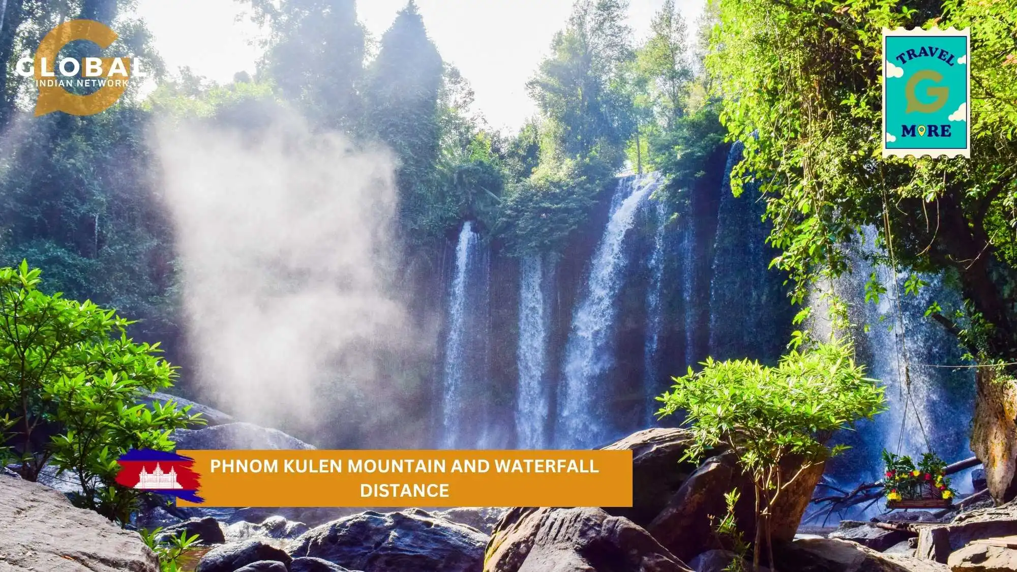 Phnom kulen mountain and waterfall distance